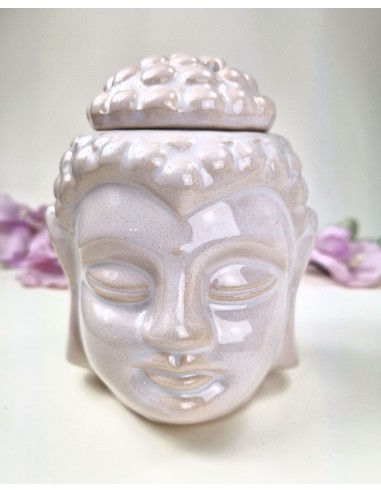 Ceramiczny kominek do aromaterapii Głowa Buddy - biały