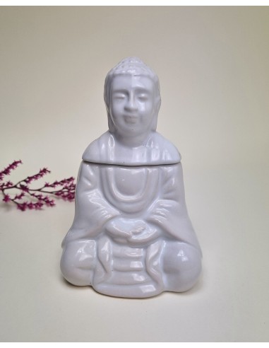 Ceramiczny kominek zapachowy siedzący BUDDA - biały
